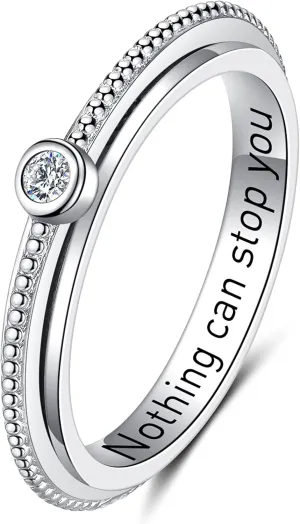 ZOEXUE Anxiety Spinner Ring - Cross/Moon Stars/Cubic Zirconia/Paw Print Sterling Silver ADHD Stress Relieving Ring Engagement Wedding Promise Band 5-10 Sizes